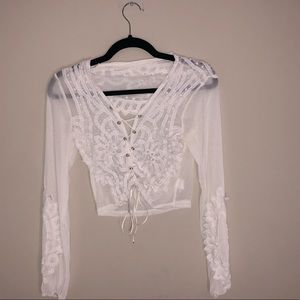 Boho lace up long sleeve lace🌙